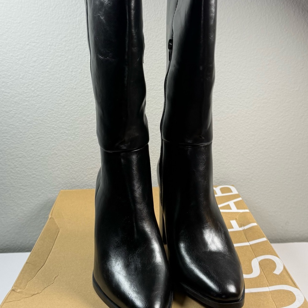 JustFab Sleek Black Heeled Boots